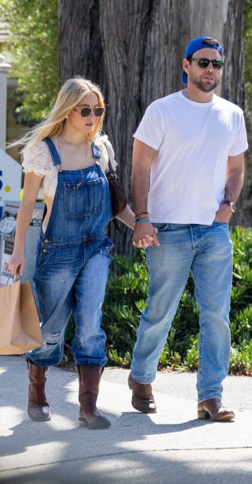 Sydney Sweeney in a Blue Denim Jumpsuit