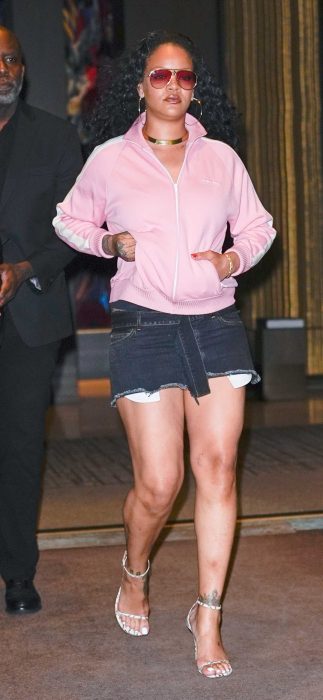 Rihanna in a Pink Track Jacket