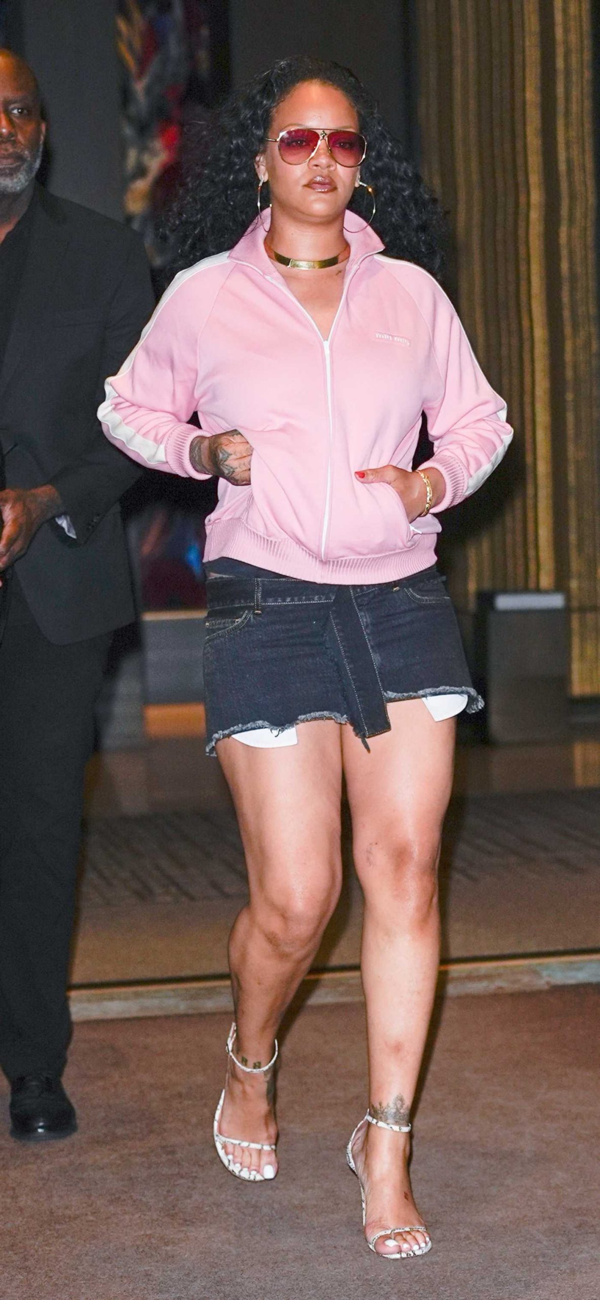 Rihanna in a Pink Track Jacket Was Spotted Out in New York City 08/21/2026