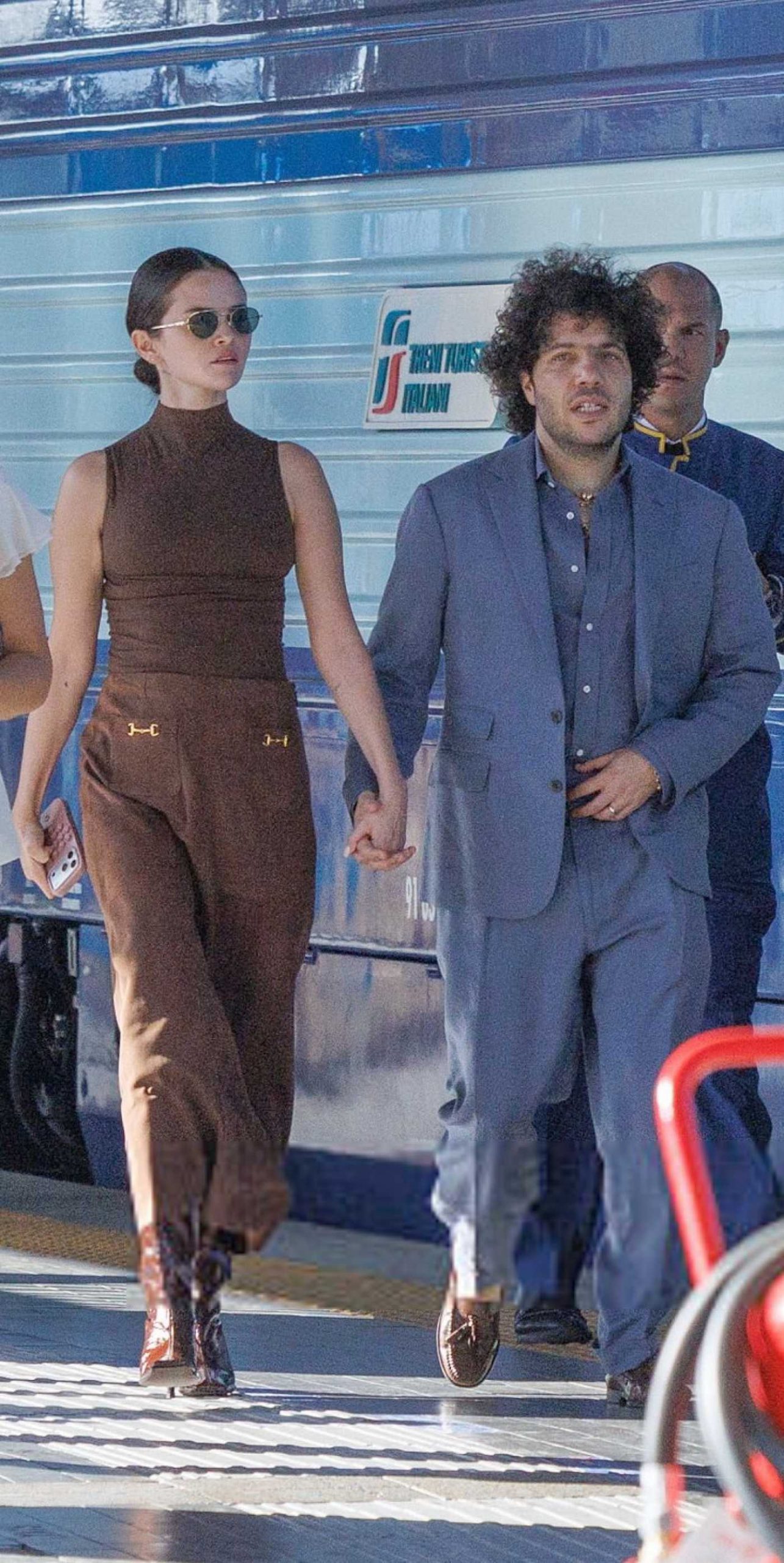 Selena Gomez in a Brown Ensemble Steps off the Orient Express with Benny Blanco at Santa Lucia Railway Station in Venice 08/30/2026